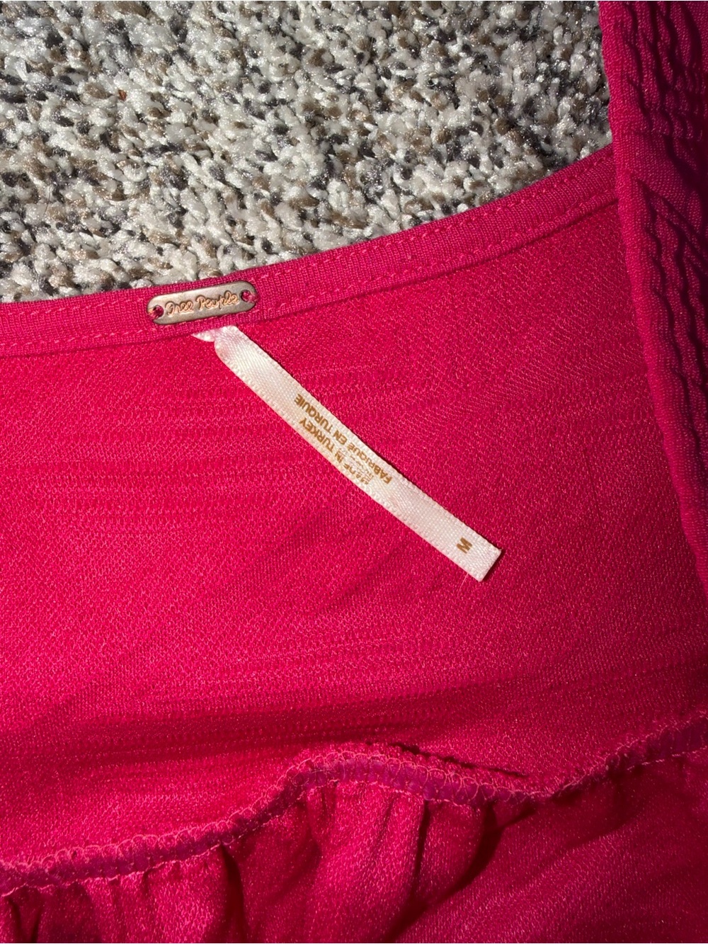 Free People Hot Pink Puff-Sleeve Mini Dress - Picture 2 of 3